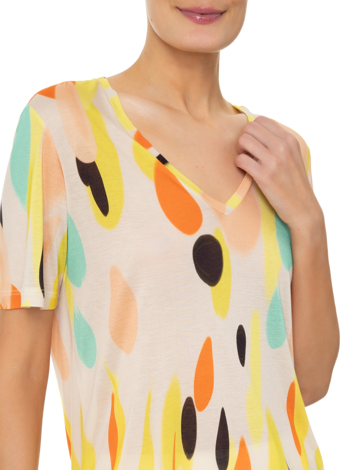 Camiseta Feminina Malha Abstrata Bege Animale