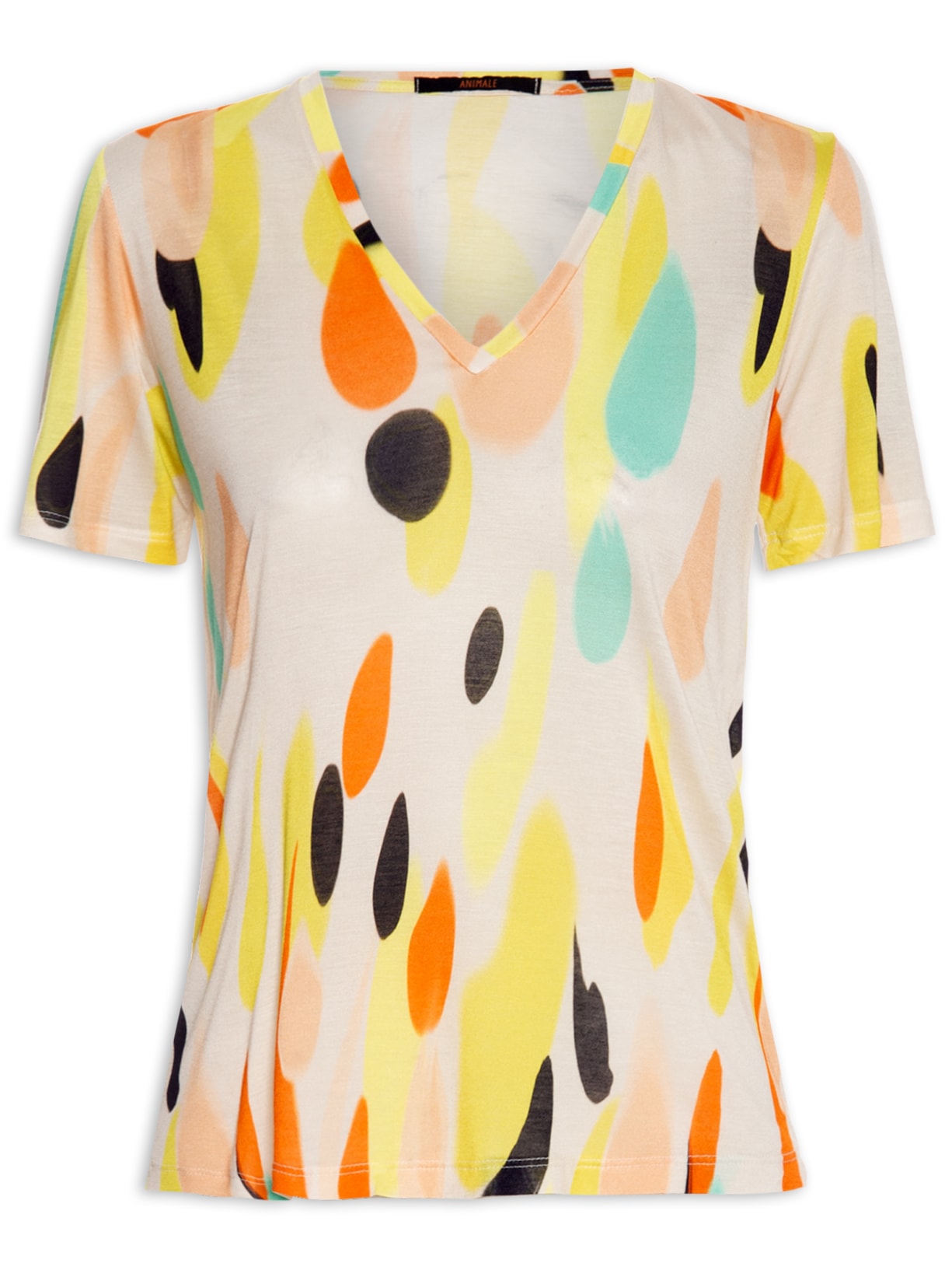 Camiseta Feminina Malha Abstrata - Bege