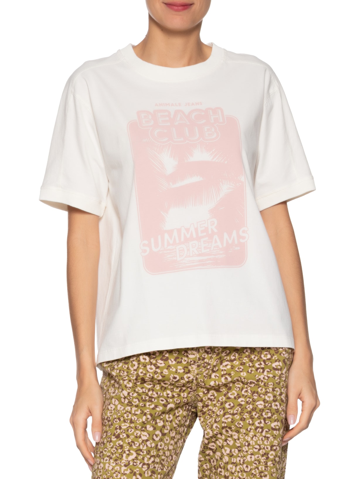 Camiseta Feminina Malha Beach Club Branco Animale Jeans