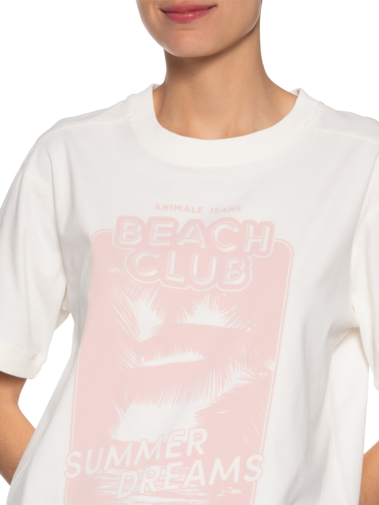 Camiseta Feminina Malha Beach Club Branco Animale Jeans