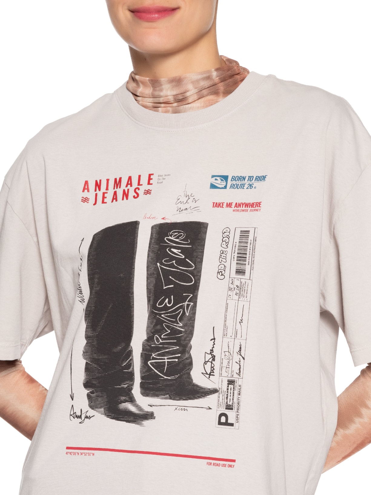 Camiseta Feminina Malha Boot Vintage Cinza Animale Jeans