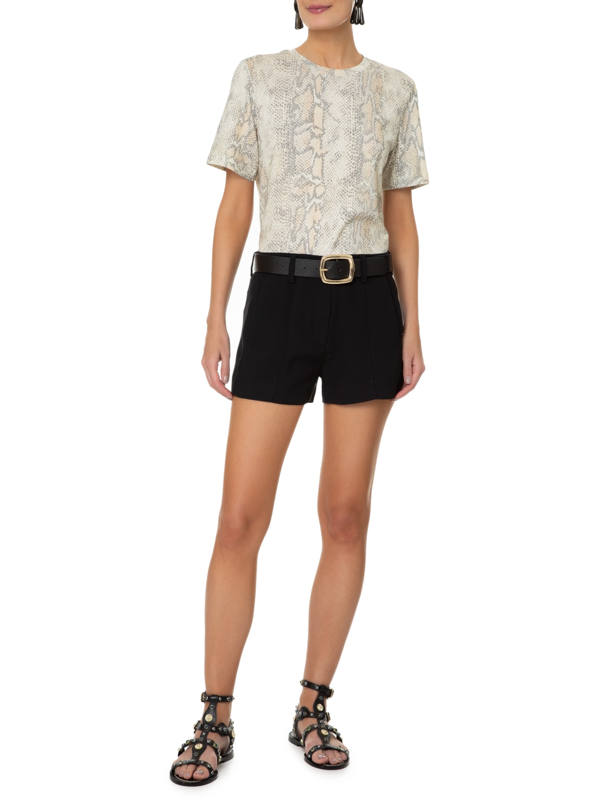 Camiseta Feminina Malha Cobra Vento Animal Print Animale Animale