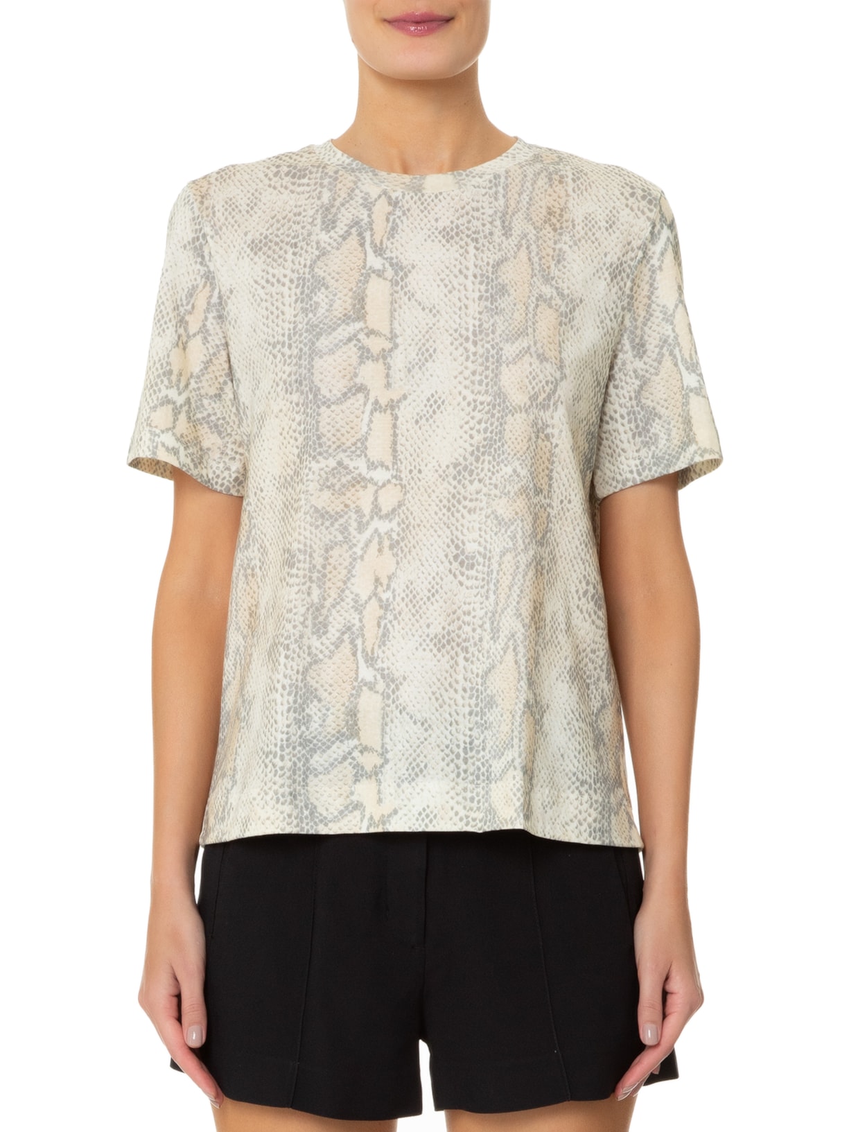 Camiseta Feminina Malha Cobra Vento Animal Print Animale Animale