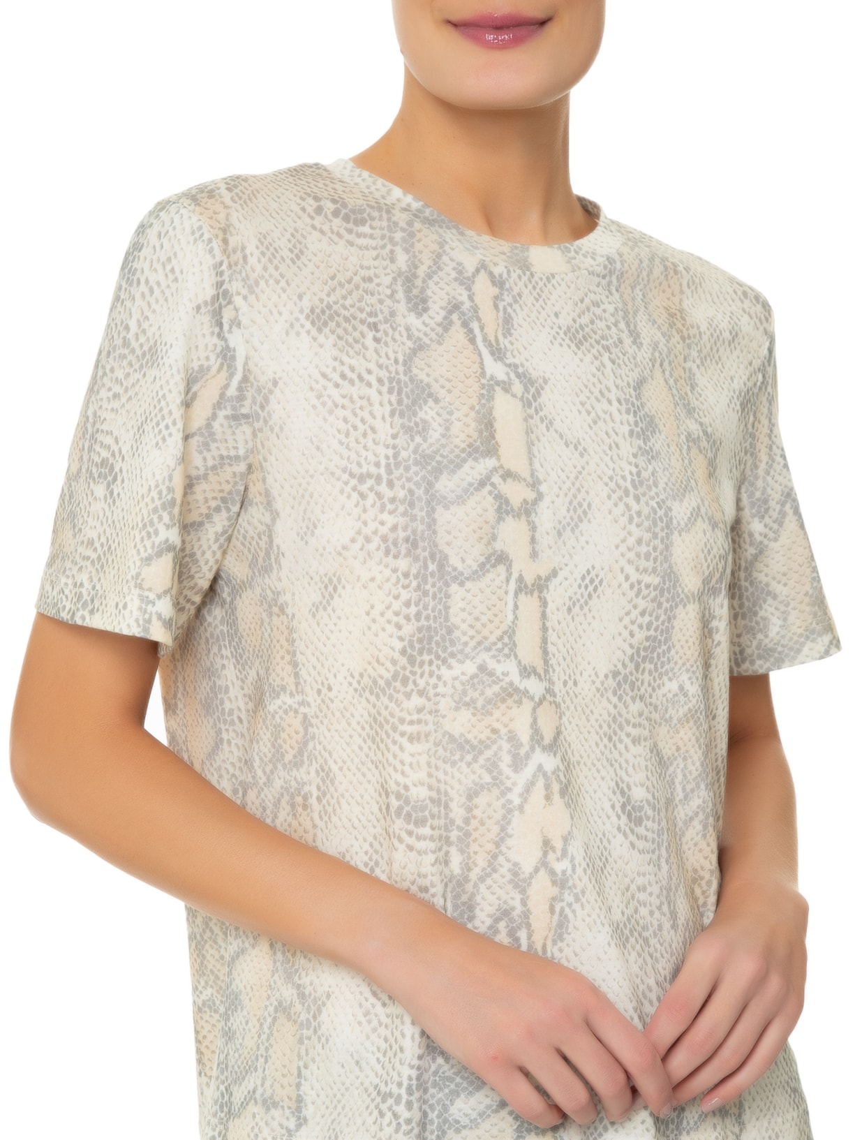 Camiseta Feminina Malha Cobra Vento Animal Print Animale Animale