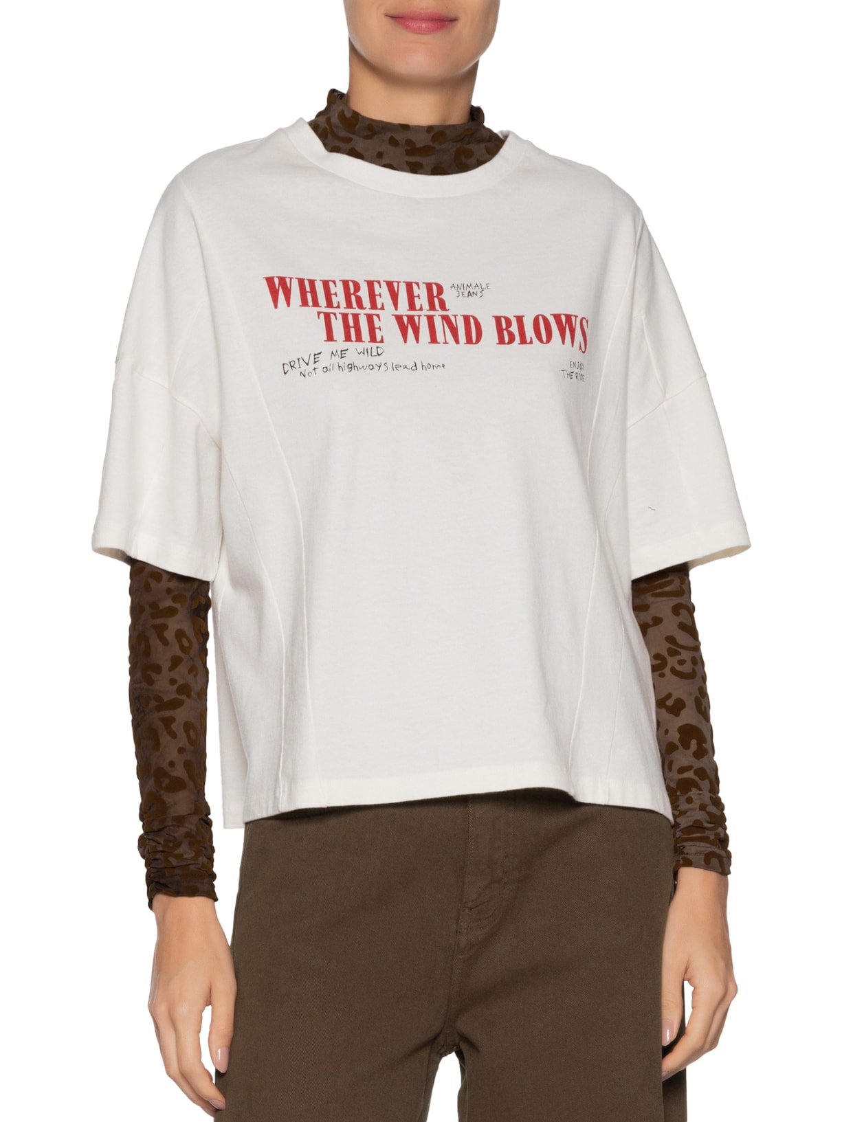 Camiseta Feminina Malha Color Branco Animale Jeans