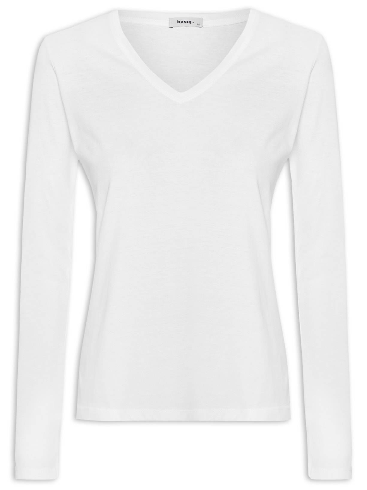 Camiseta Feminina Malha Com Decote V - Branco