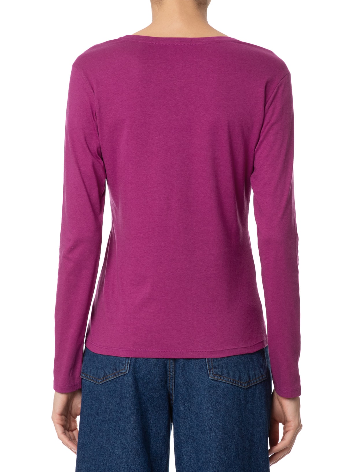 Camiseta Feminina Malha Com Decote V Rosa Basiq