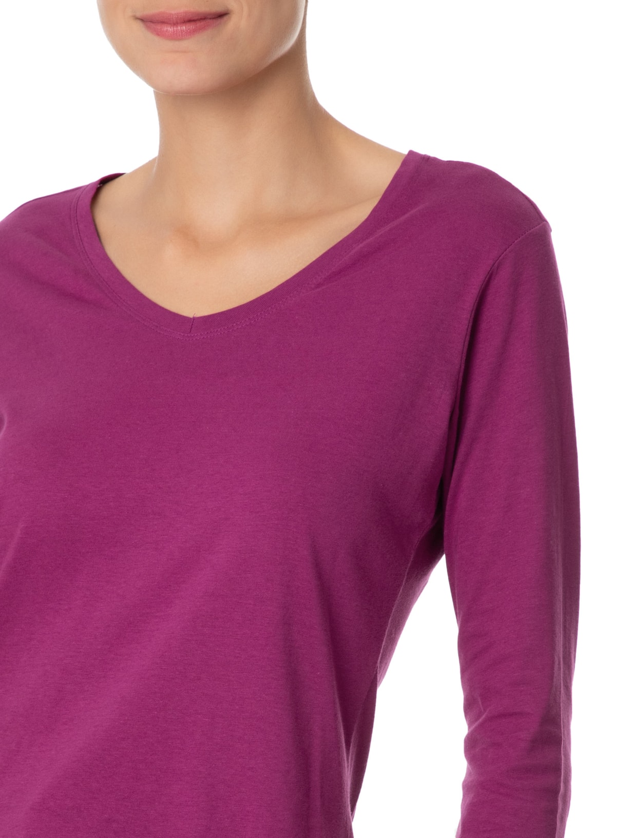 Camiseta Feminina Malha Com Decote V Rosa Basiq