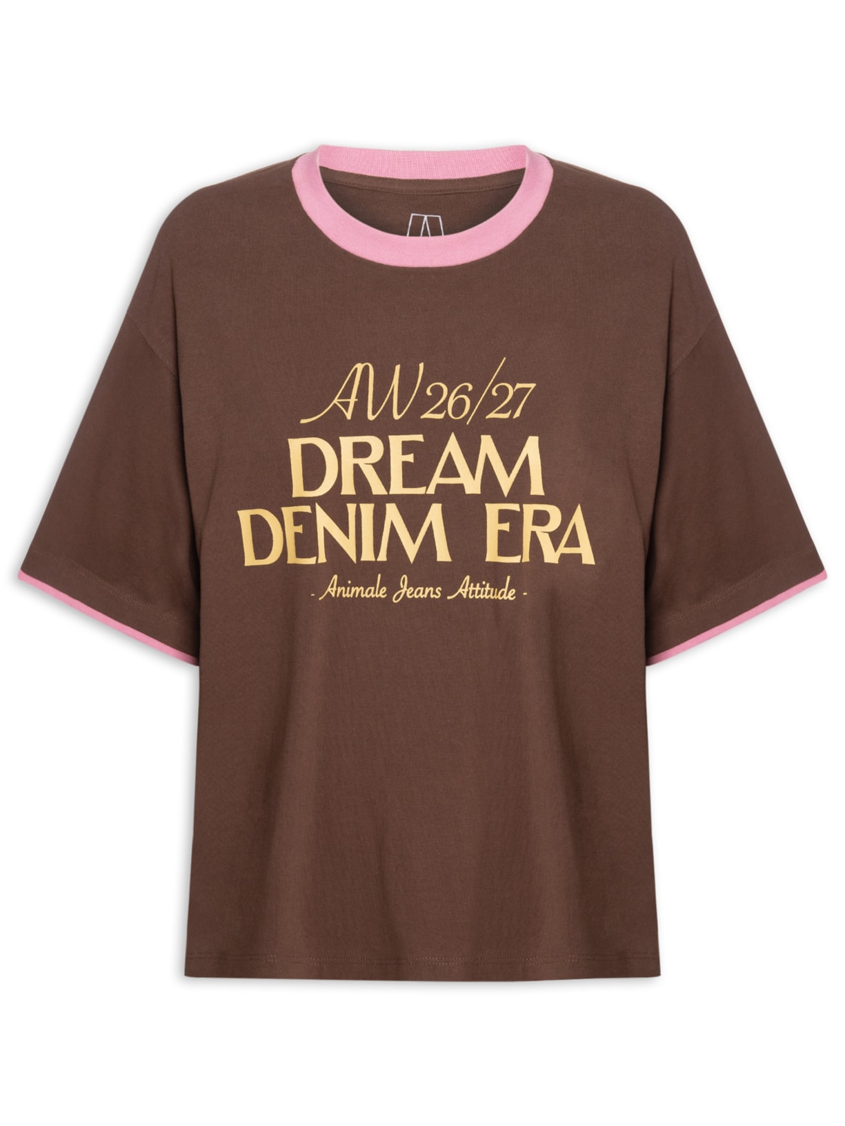 Camiseta Feminina Malha Contrastante Wild Heart - Marrom