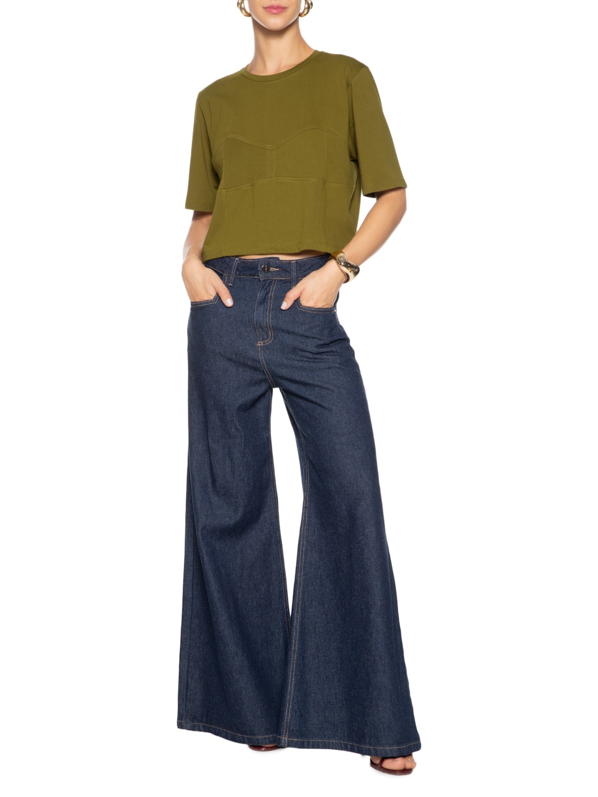 Camiseta Feminina Malha Corselet Figo Verde Animale