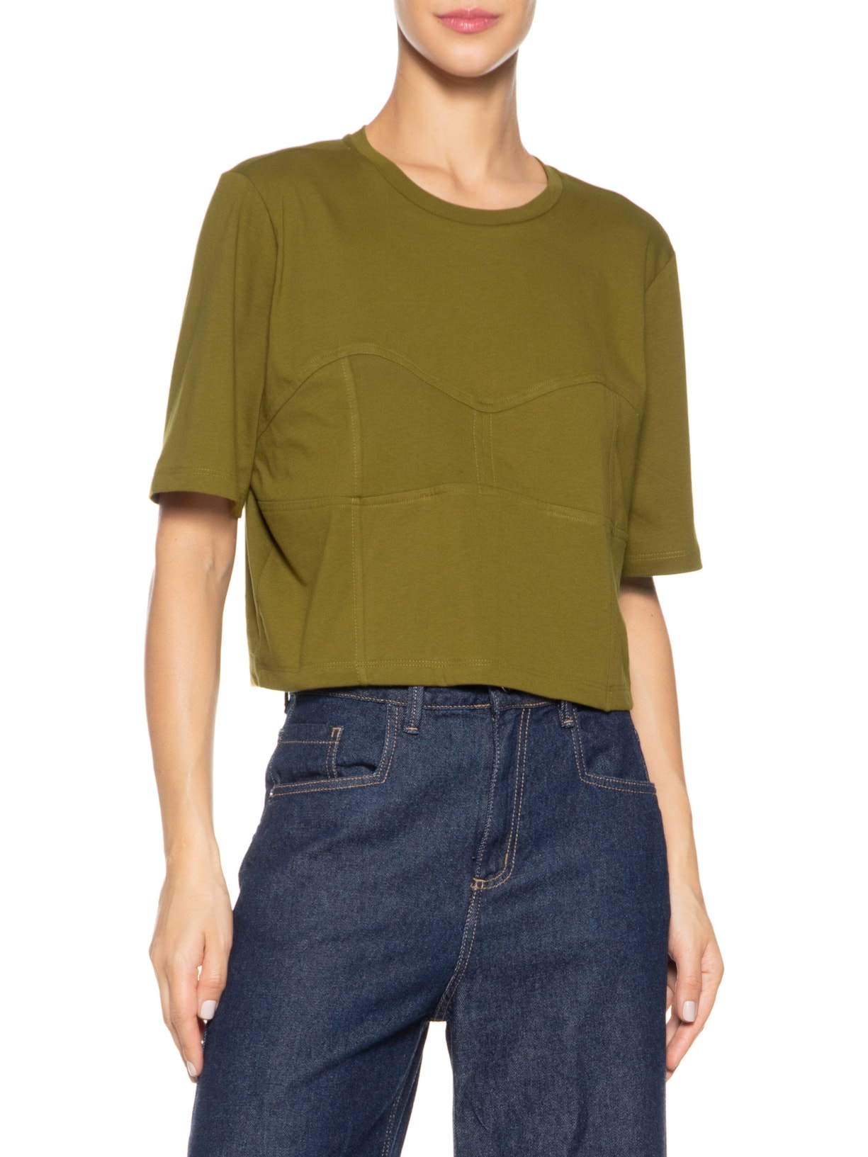 Camiseta Feminina Malha Corselet Figo Verde Animale