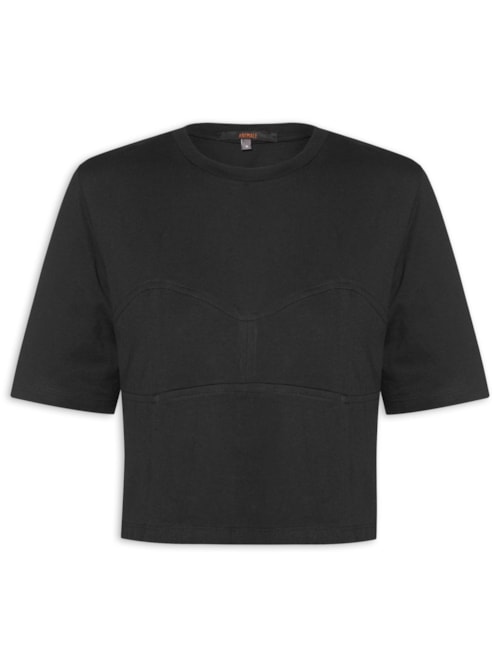 Camiseta Feminina Malha Corselet - Preto