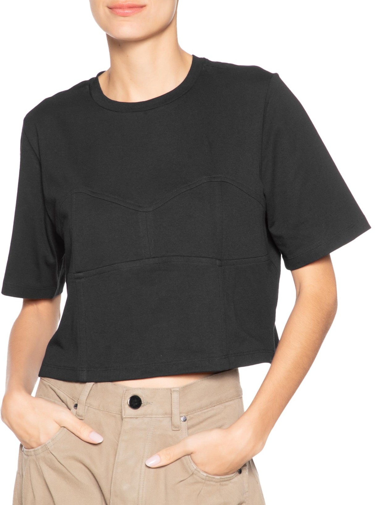 Camiseta Feminina Malha Corselet Preto Animale