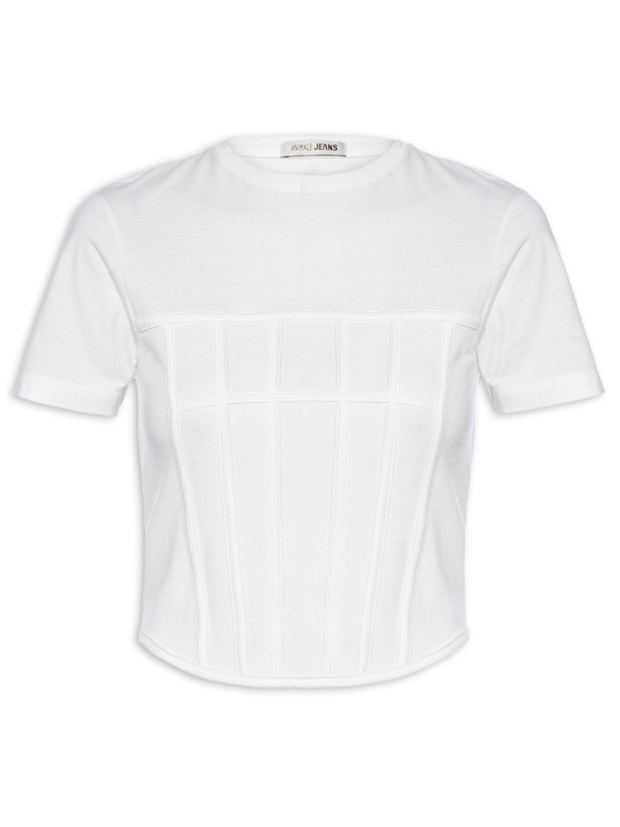 Camiseta Feminina Malha Corset Branco Animale Jeans
