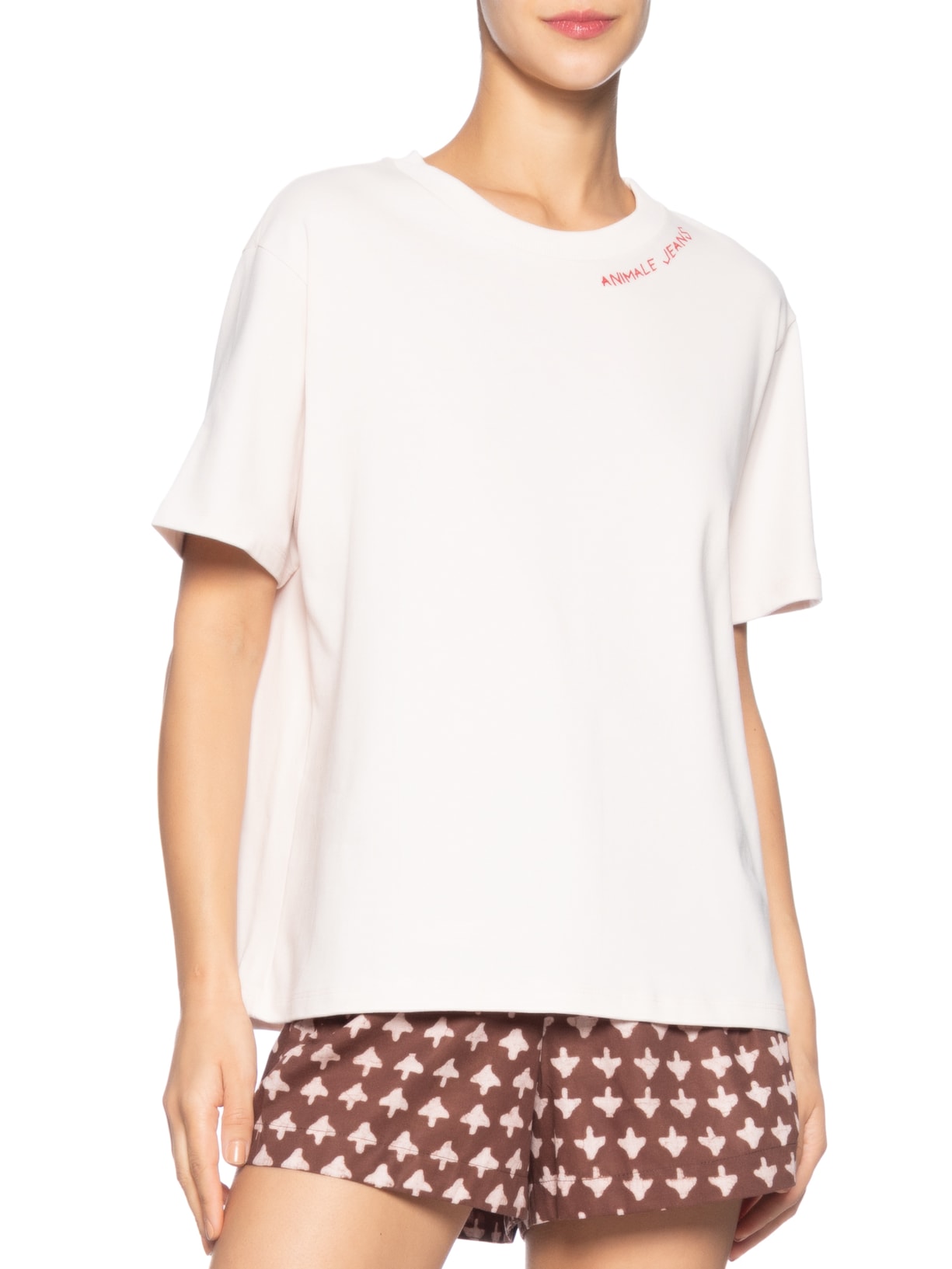 Camiseta Feminina Malha Easy Breeze Rosa Animale Jeans