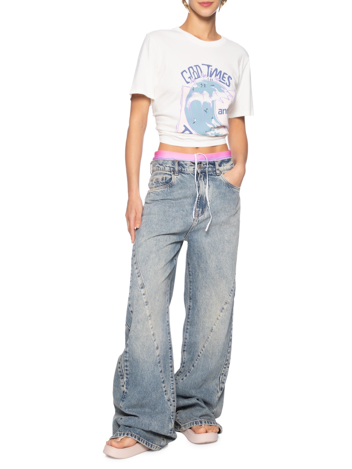 Camiseta Feminina Malha Estampada Off White  Animale Jeans