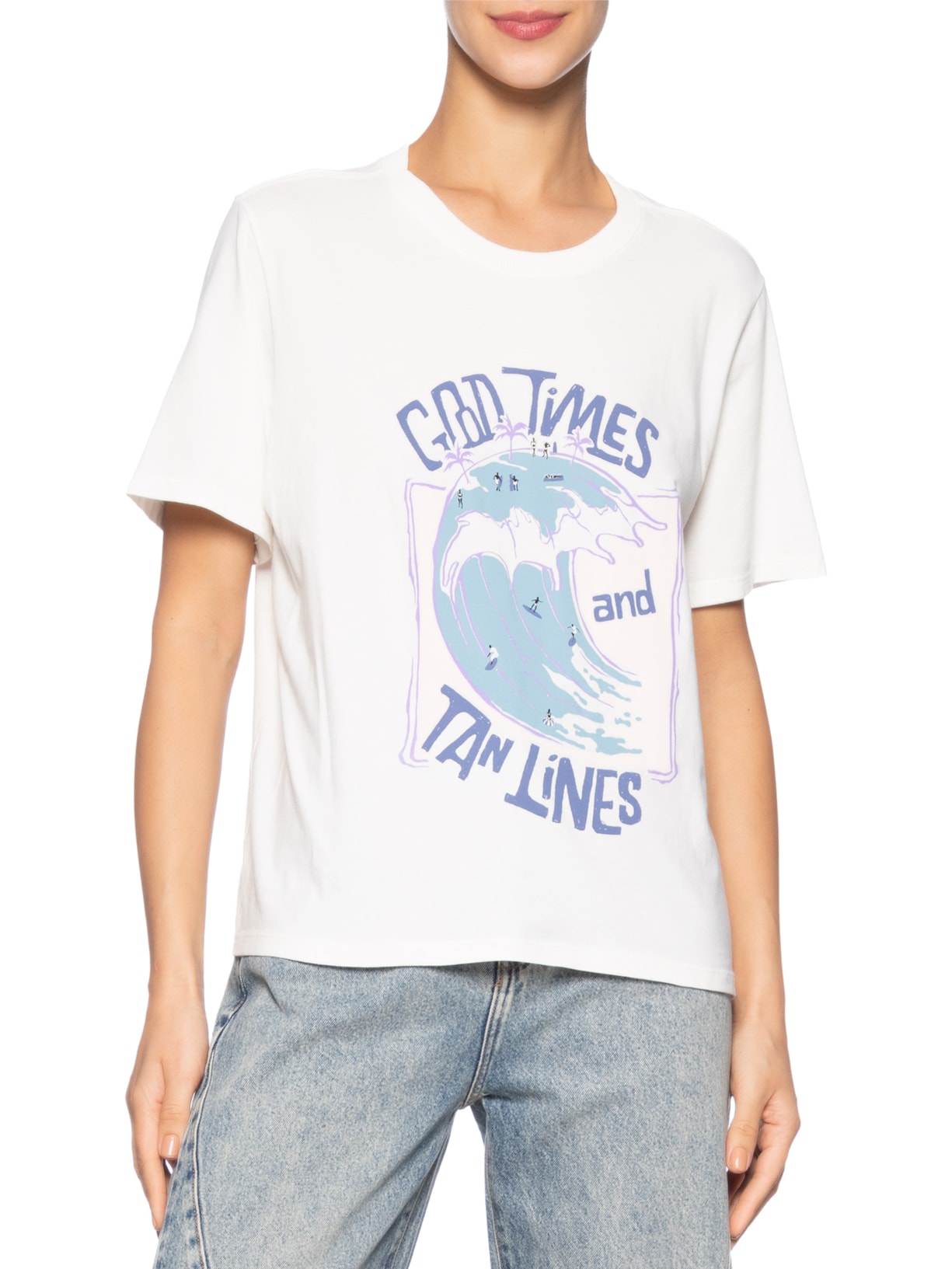 Camiseta Feminina Malha Estampada Off White  Animale Jeans
