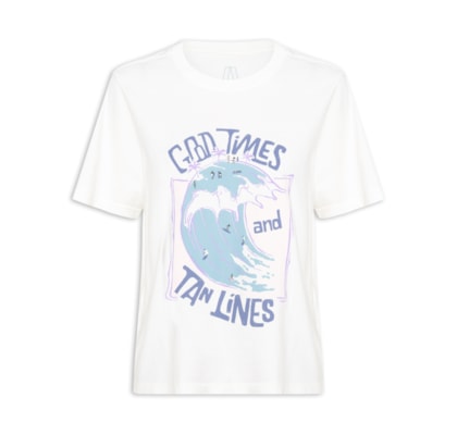 Camiseta Feminina Malha Estampada - Off White 