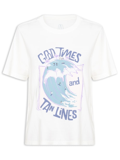 Camiseta Feminina Malha Estampada - Off White