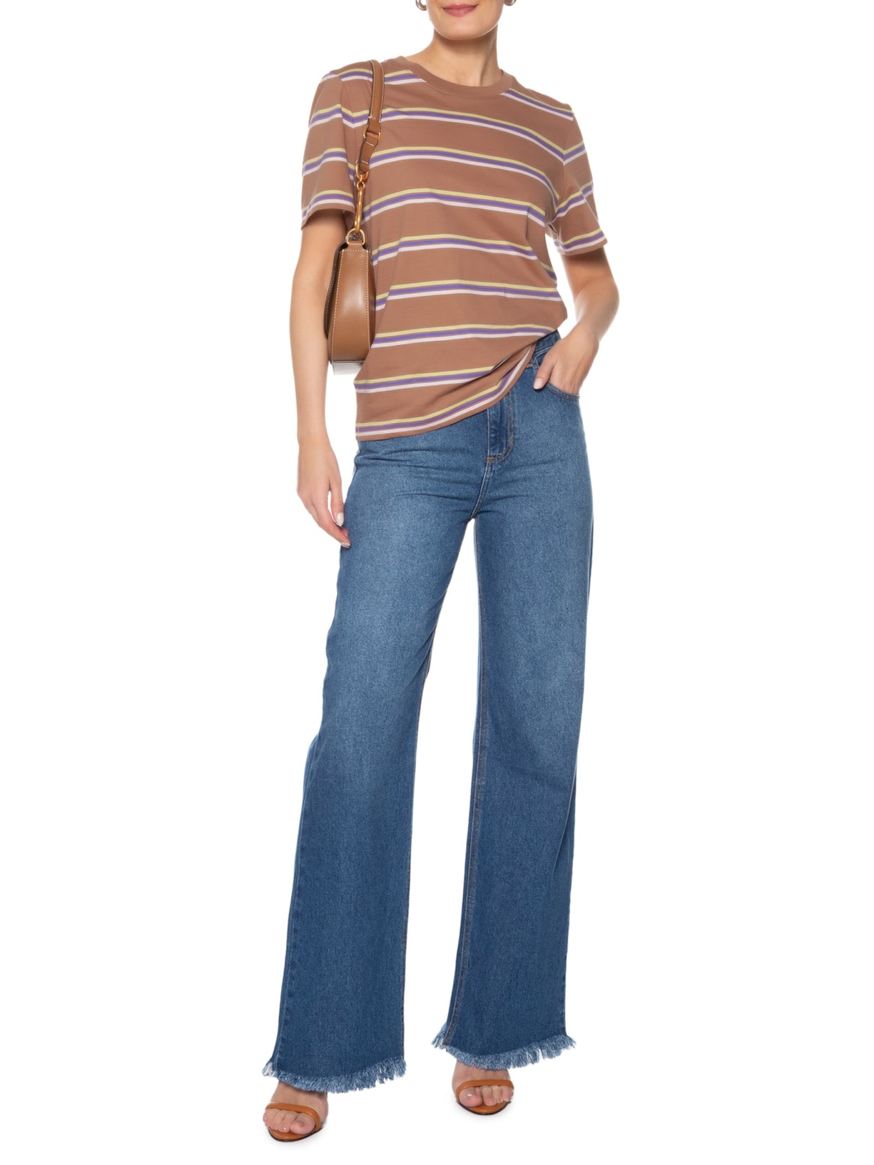 Camiseta Feminina Malha Fio Tinto Bronze Light Marrom Animale