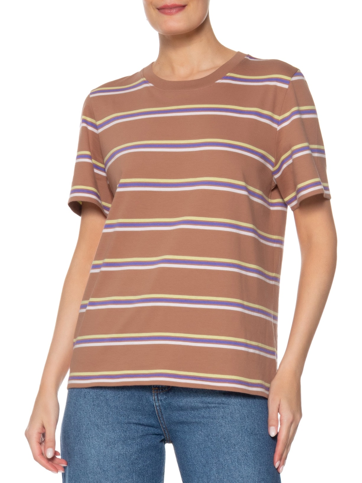 Camiseta Feminina Malha Fio Tinto Bronze Light Marrom Animale