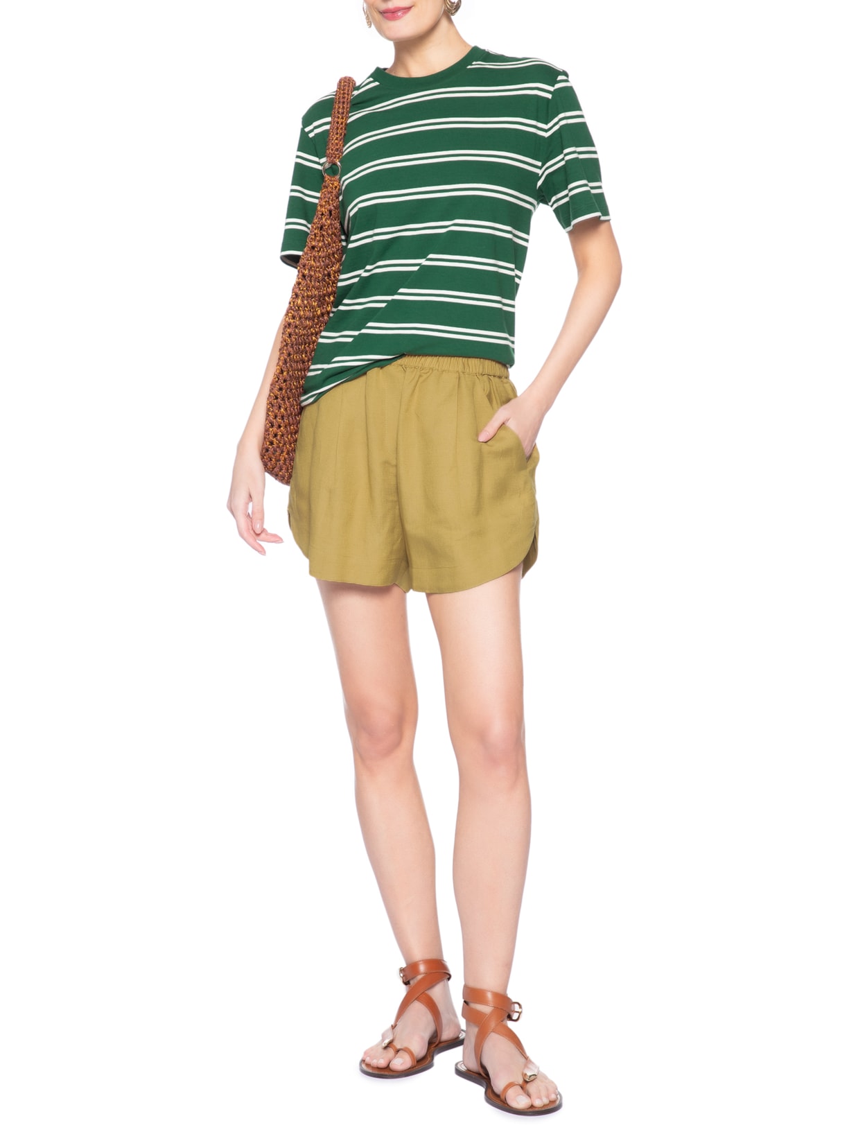 Camiseta Feminina Malha Fio Tinto Color Verde Animale