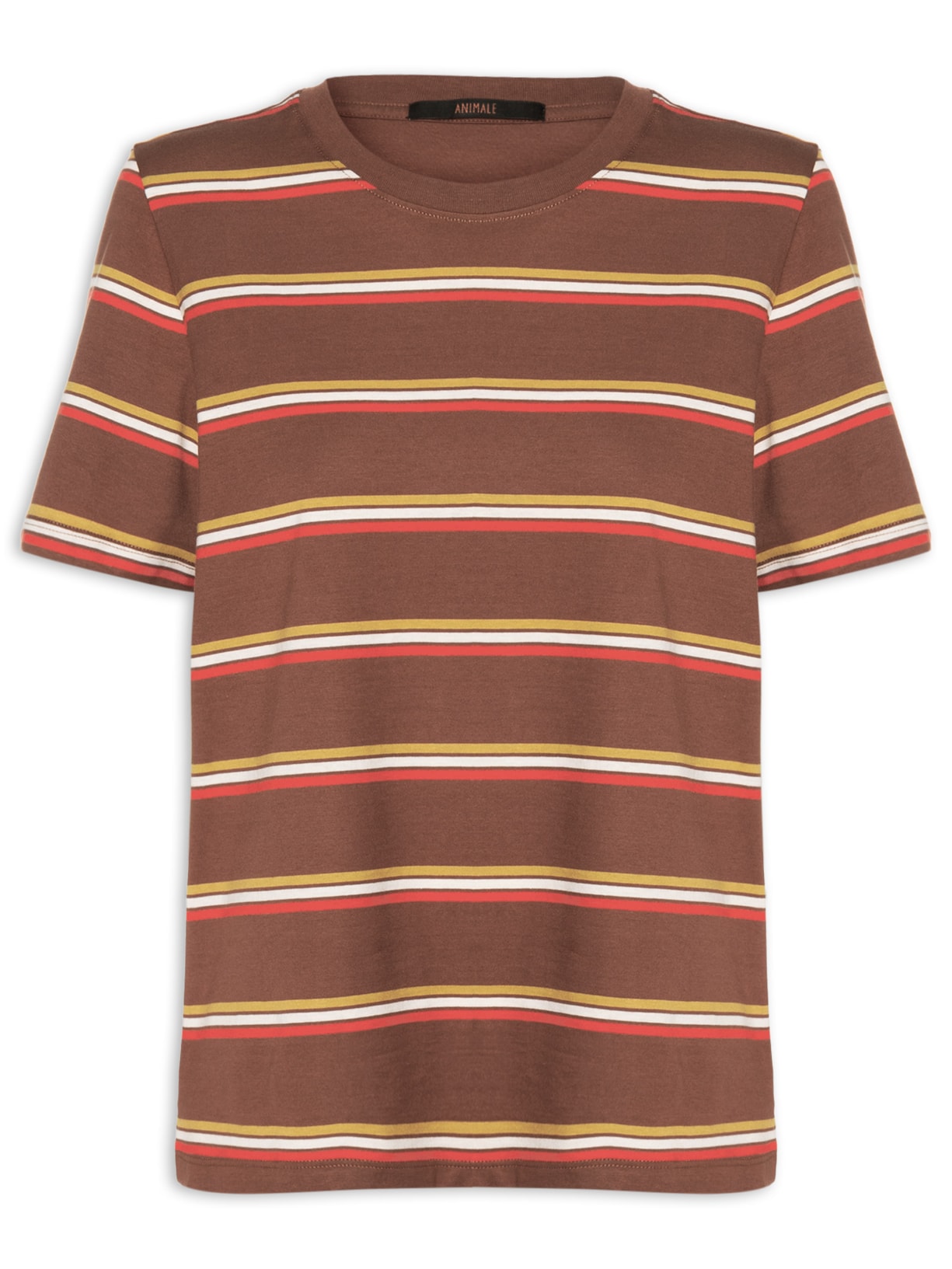 Camiseta Feminina Malha Fio Tinto Marrom Animale