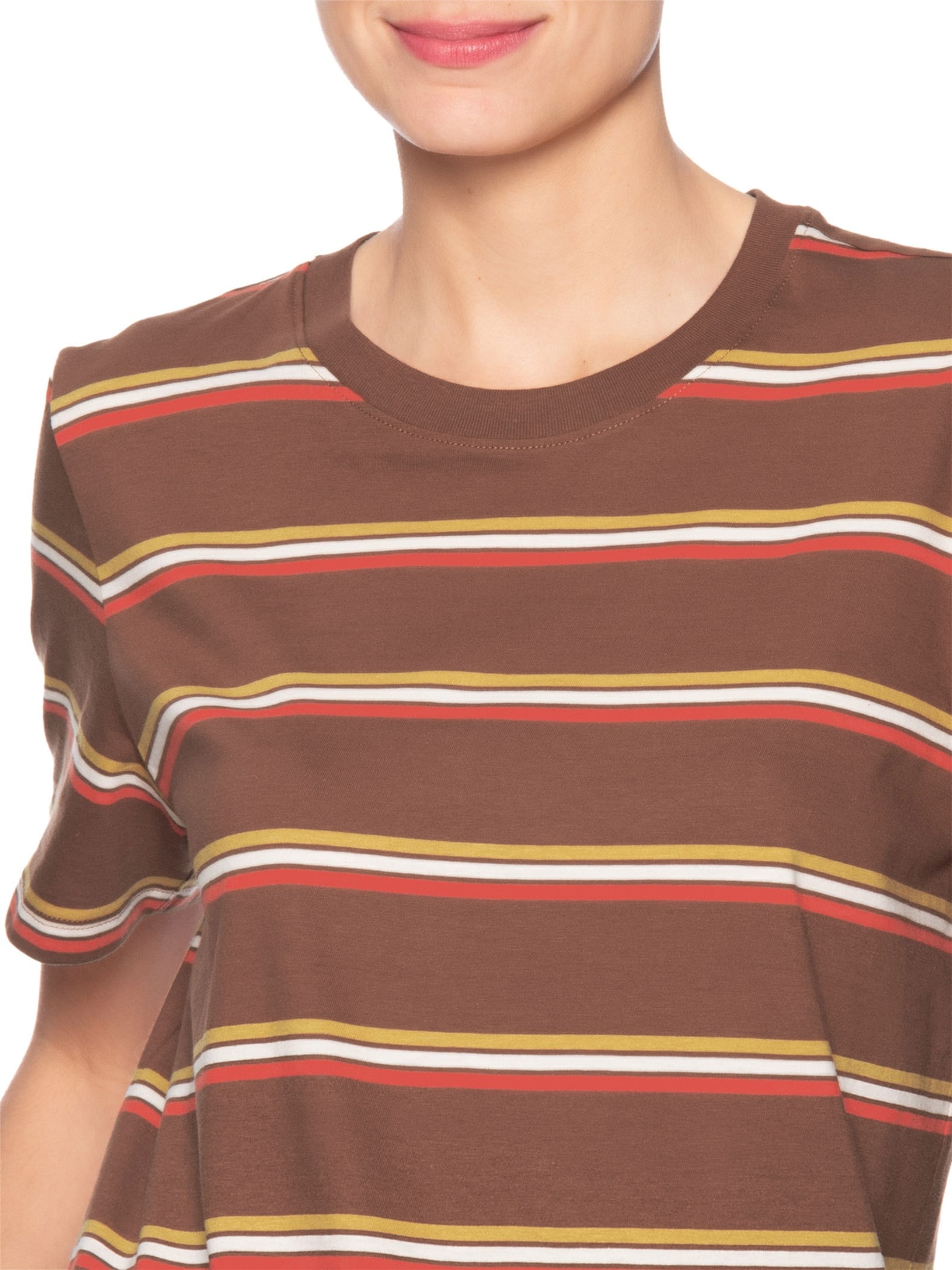 Camiseta Feminina Malha Fio Tinto Marrom Animale