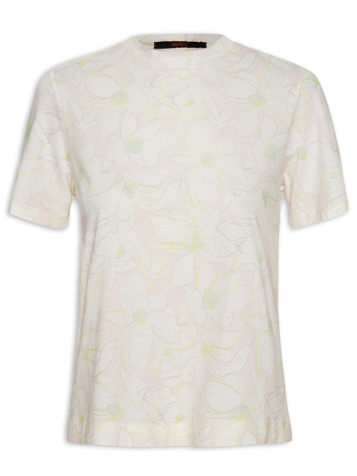 Camiseta Feminina Malha Floral Giz Ash - Off White