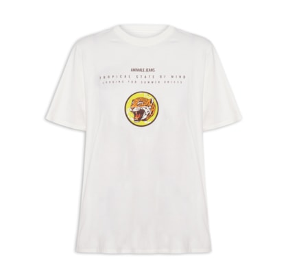 Camiseta  Feminina Malha Leopard - Branco 