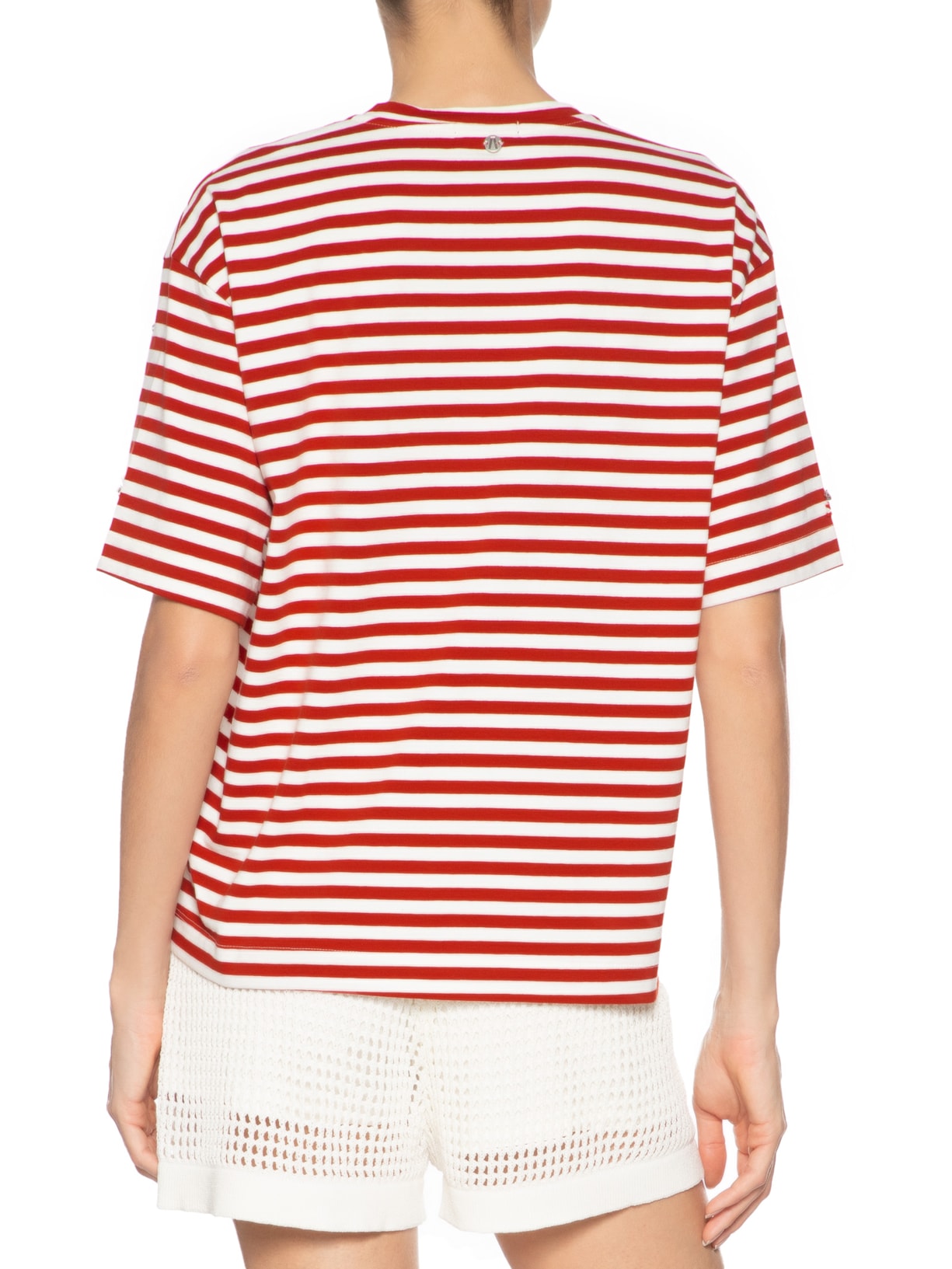 Camiseta Feminina Malha Listrada Bordados Vermelho Animale Jeans