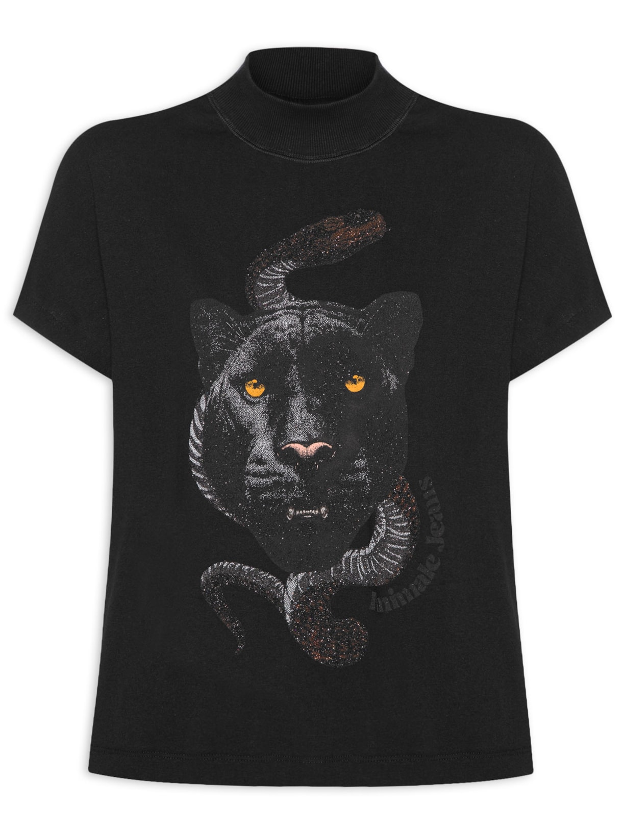 Camiseta Feminina Malha Mix Pantera E Cobra - Preto