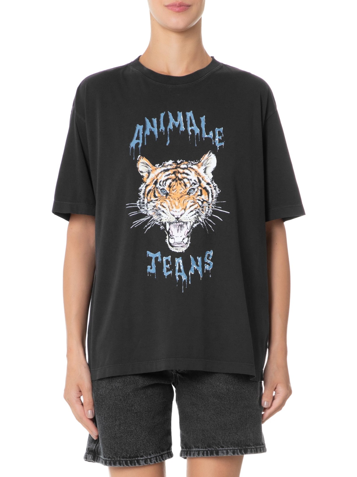 Camiseta Feminina Malha Raw Preto Animale Jeans