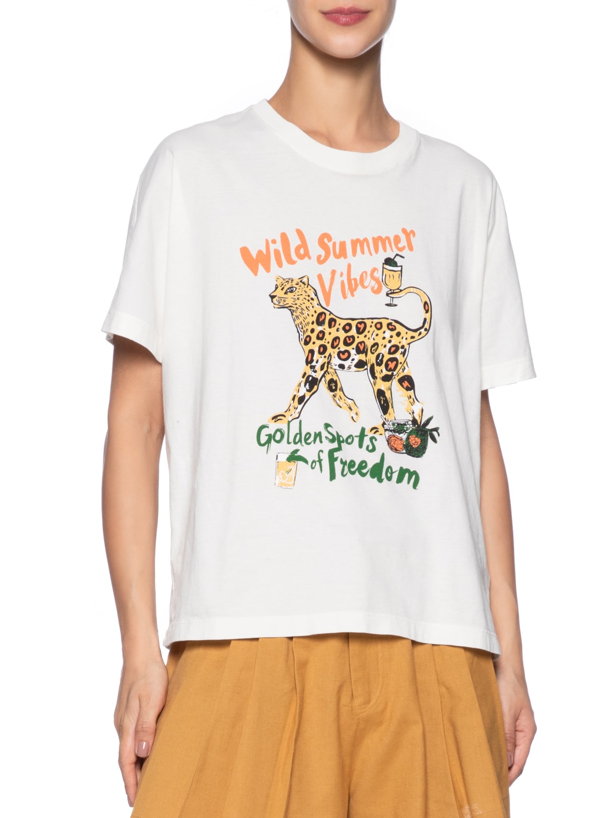 Camiseta Feminina Malha Summer Jaguar Branco Animale Jeans