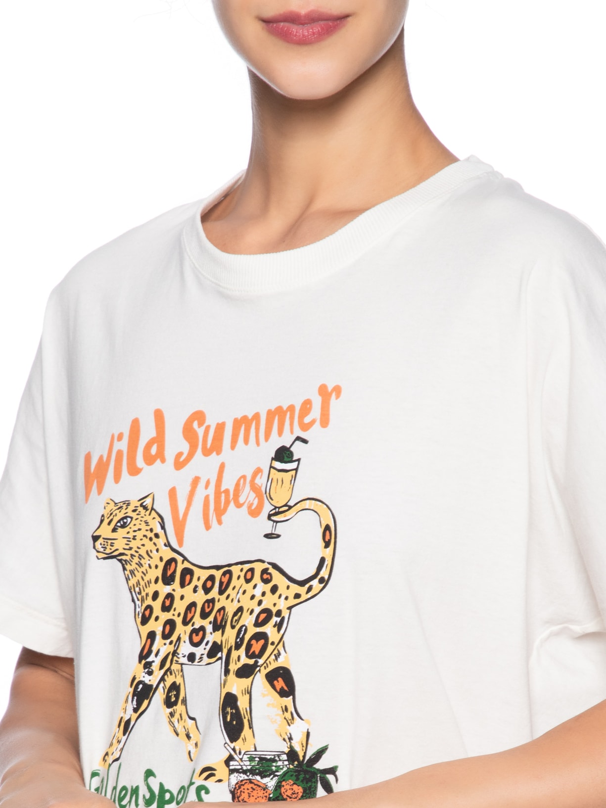 Camiseta Feminina Malha Summer Jaguar Branco Animale Jeans