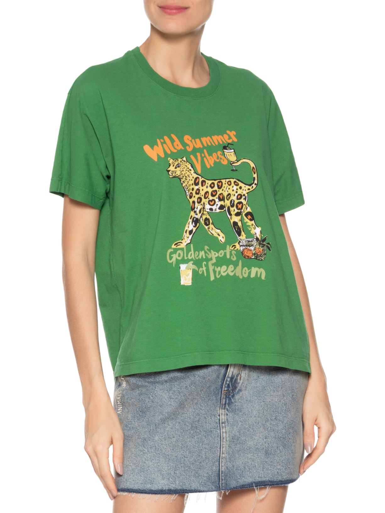 Camiseta Feminina Malha Summer Jaguar Verde Animale Jeans