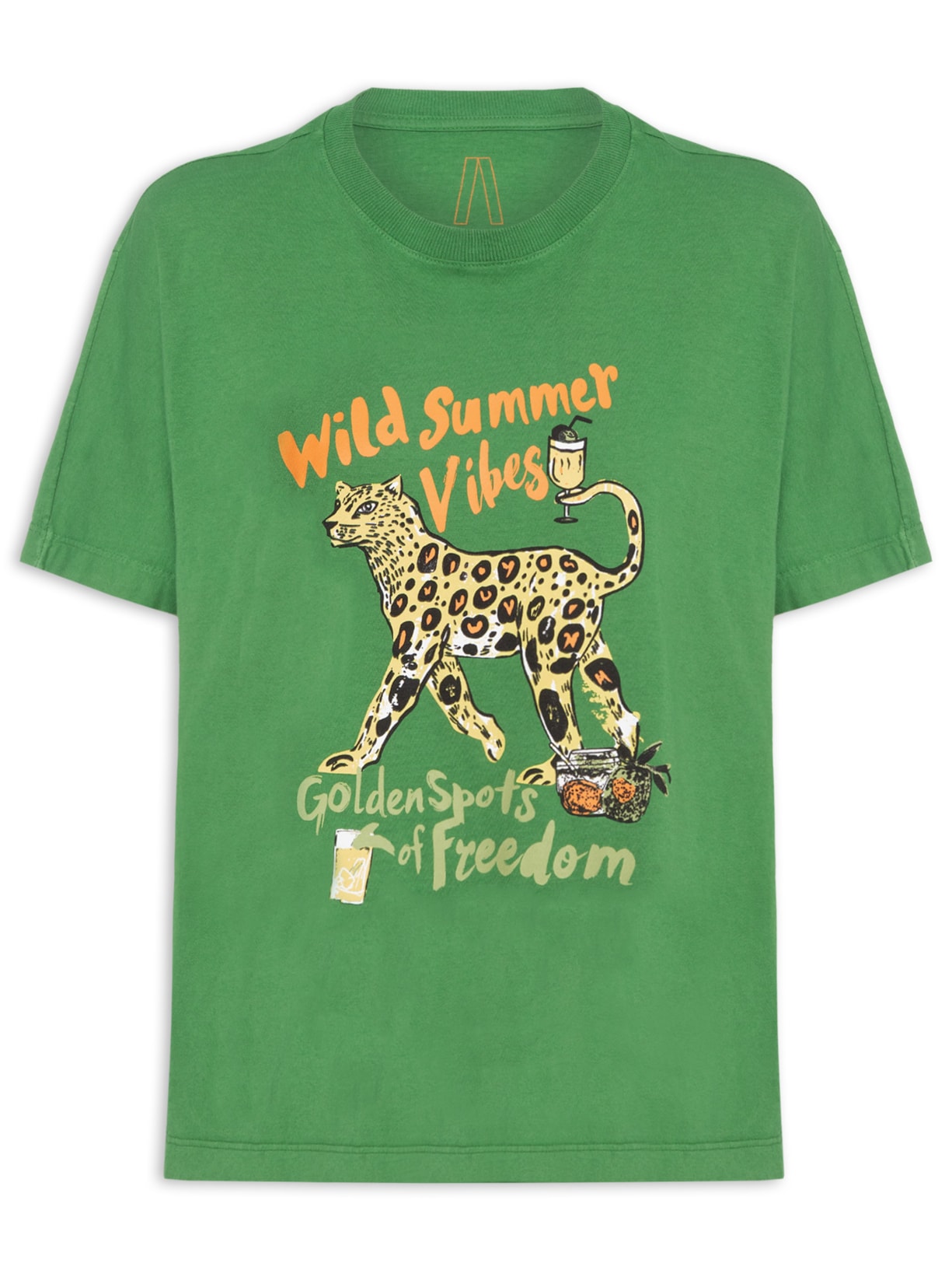 Camiseta Feminina Malha Summer Jaguar Verde Animale Jeans