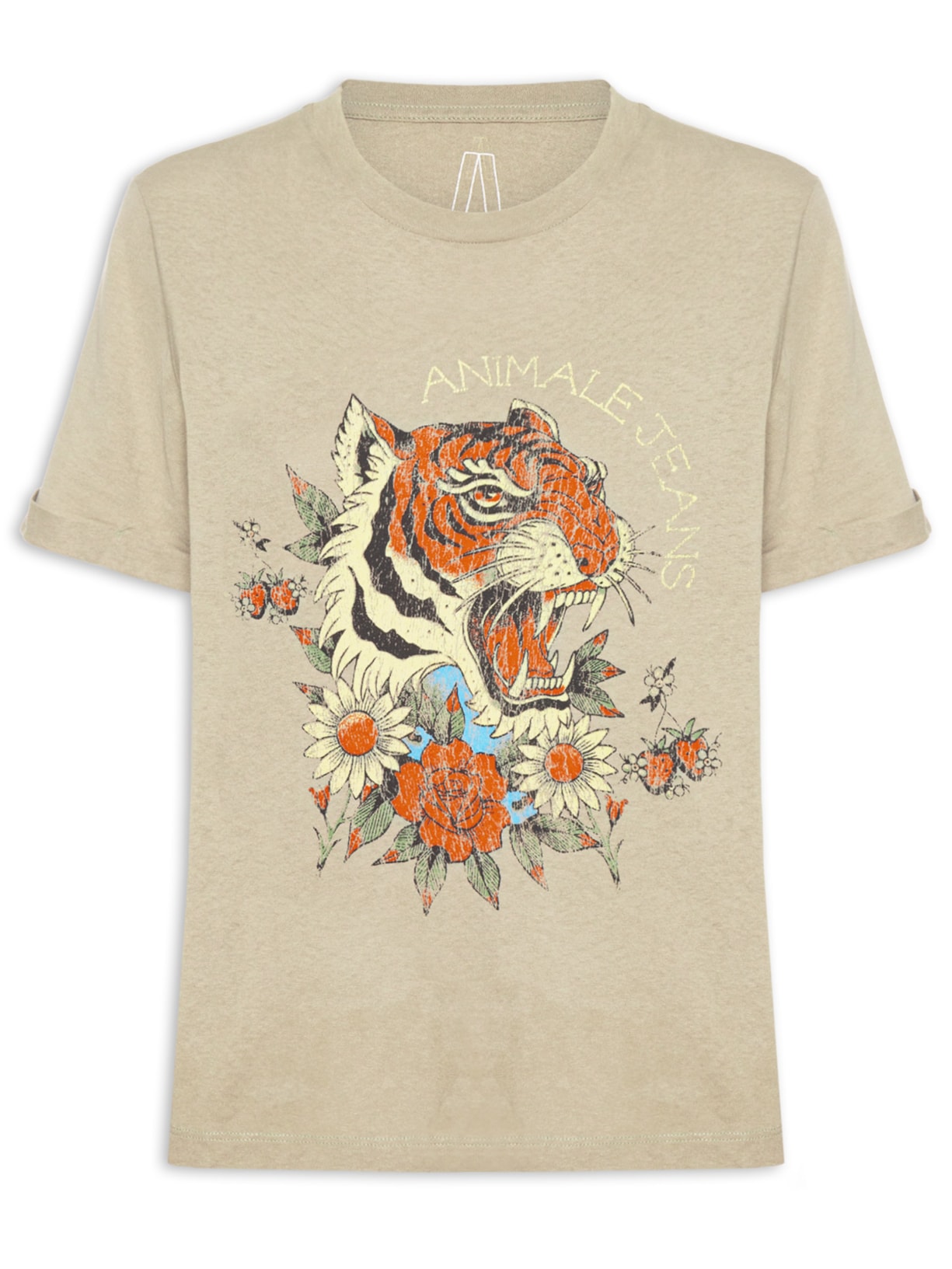 Camiseta Feminina Malha Tiger And Flowers - Cinza