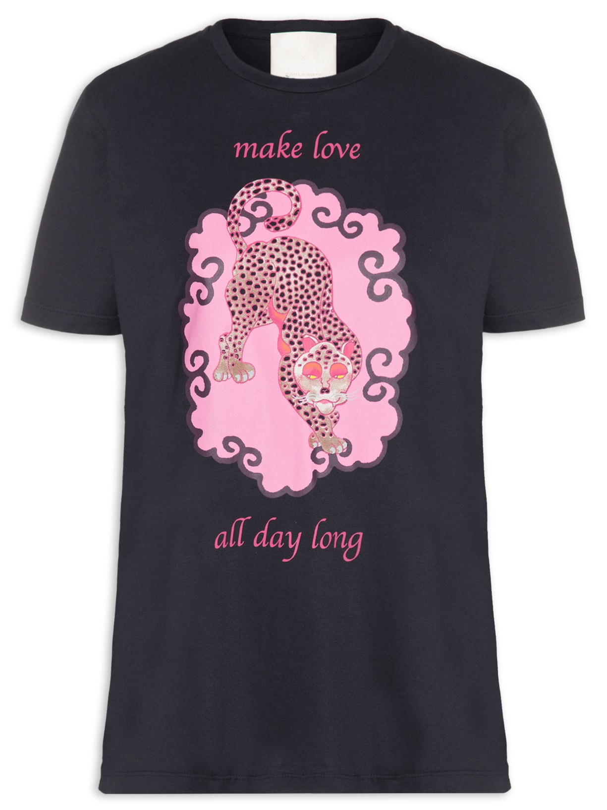 Camiseta Feminina Malha Villi Estampada - Preto