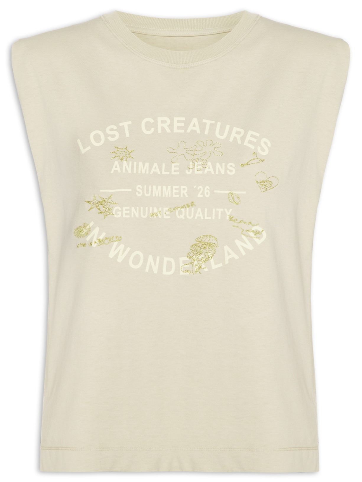 Camiseta Feminina Malha Wonderland Creatures - Bege