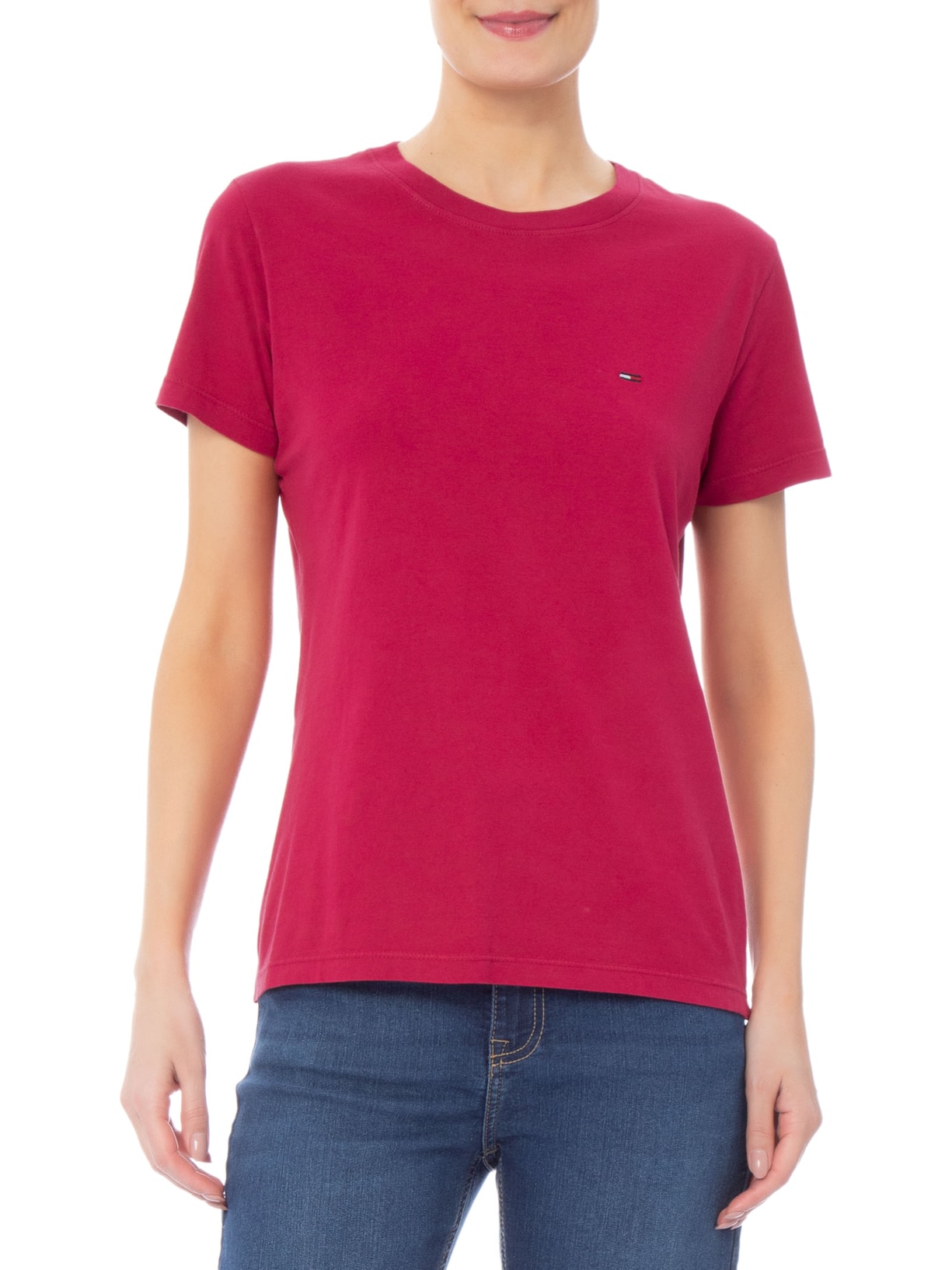Camiseta Feminina Manga Curta Ab C-Neck Tee Vermelho Tommy Jeans