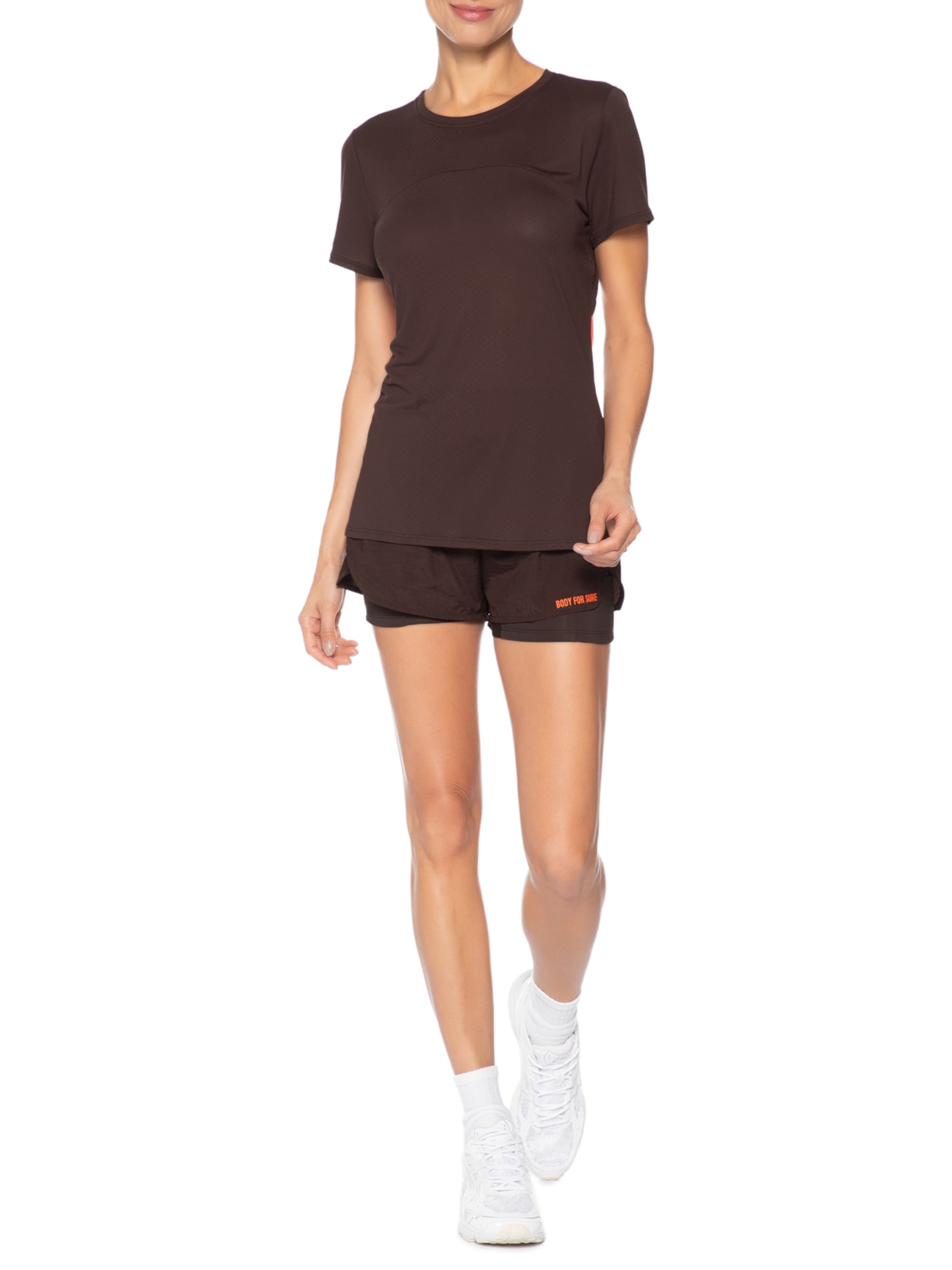 Camiseta Feminina Manga Curta Body Fresh Flame Marrom Body For Sure