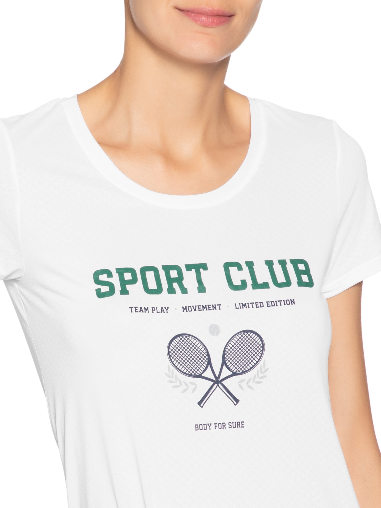 Camiseta Feminina Manga Curta Branco Body For Sure