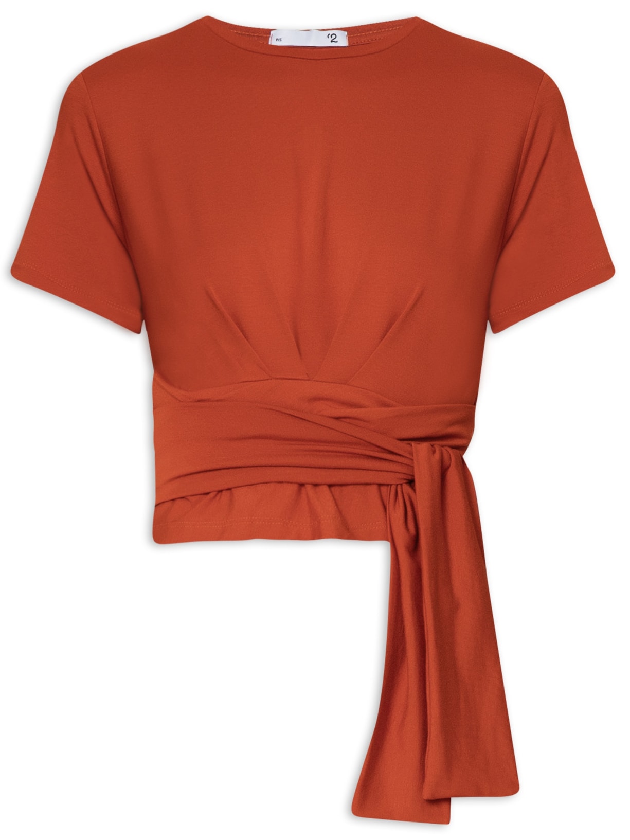 Camiseta Feminina Manga Curta Em Malha - Laranja