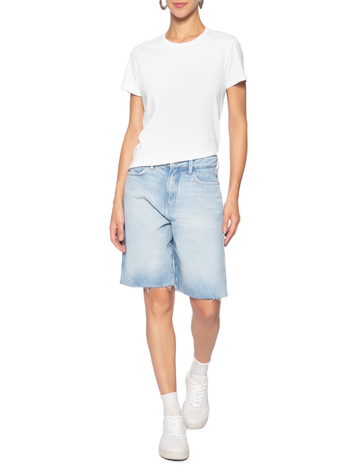 Camiseta Feminina Manga Curta Essentials Branco Calvin Klein Jeans