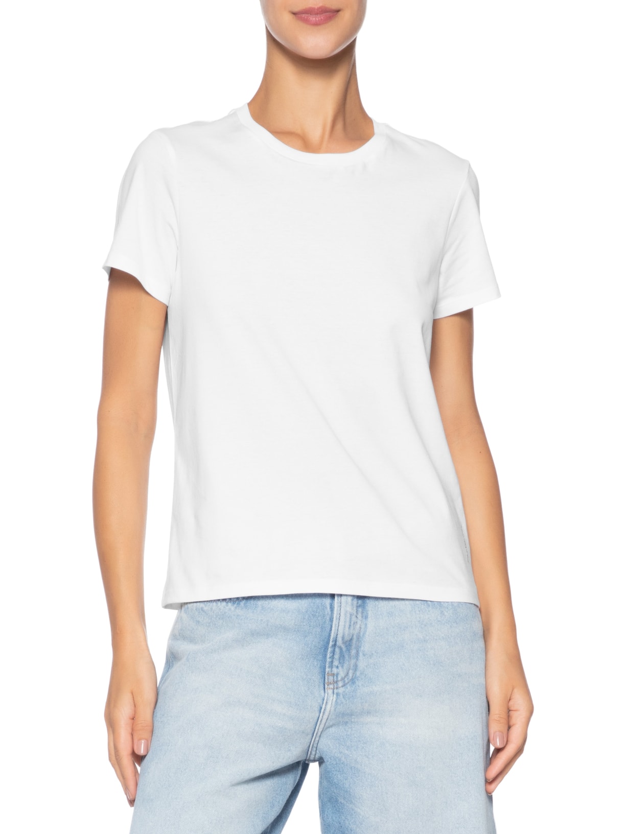 Camiseta Feminina Manga Curta Essentials Branco Calvin Klein Jeans