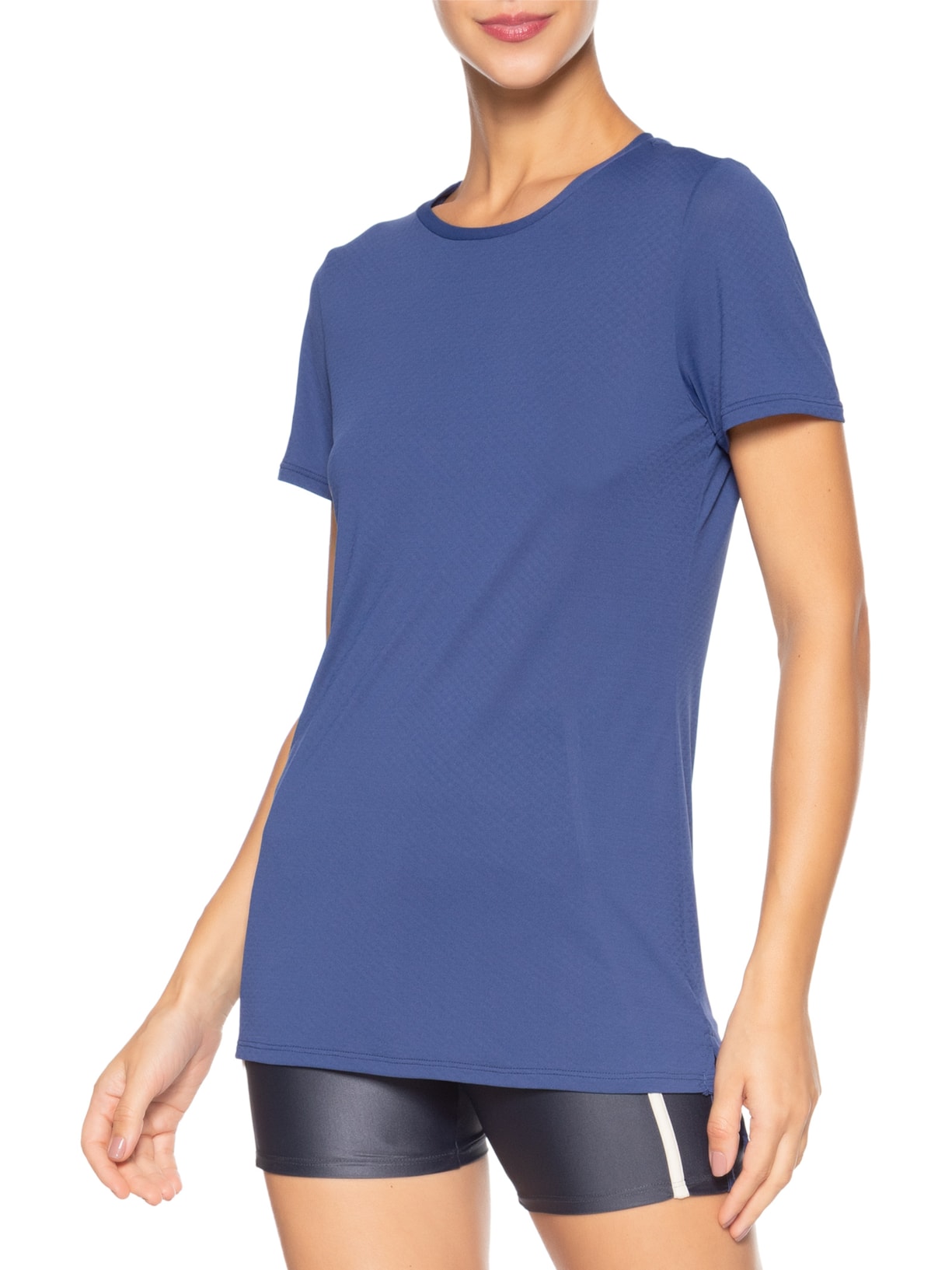Camiseta Feminina Manga Curta Lisa Azul Body For Sure