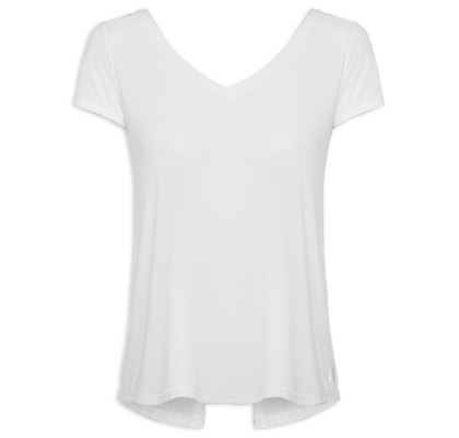 Camiseta Feminina Manga Curta Lisa - Branco