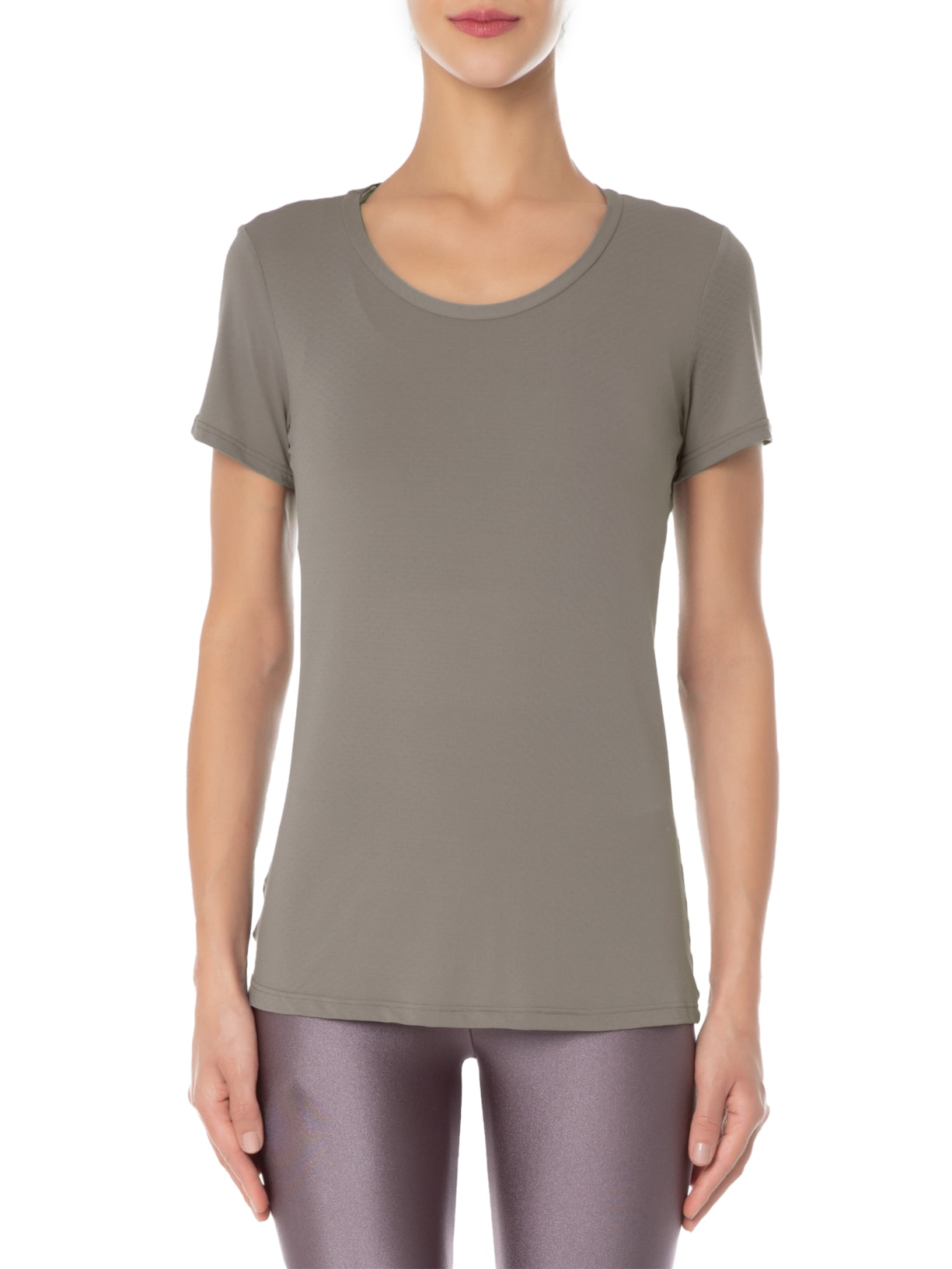 Camiseta Feminina Manga Curta Lisa Cinza Body For Sure