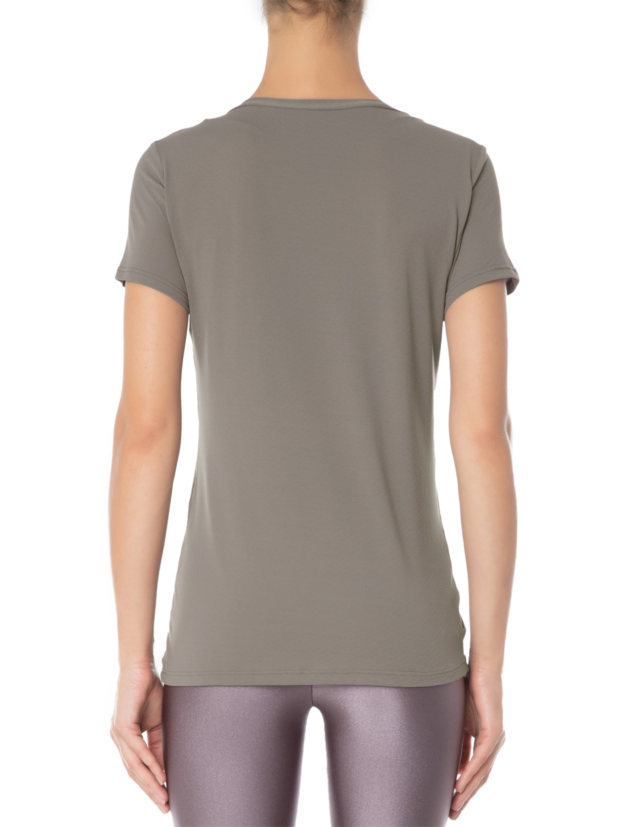 Camiseta Feminina Manga Curta Lisa Cinza Body For Sure